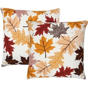 Autumn Decor Fall Throw Pillow Covers Maple Leaves 18 x 18 Inch Set of 2